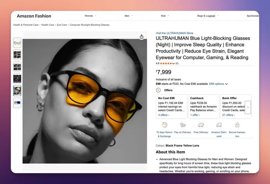WHOOP Blue Light Glasses vs Ultrahuman (Faraday) = “แว่นตา Health… — รูปที่ 2