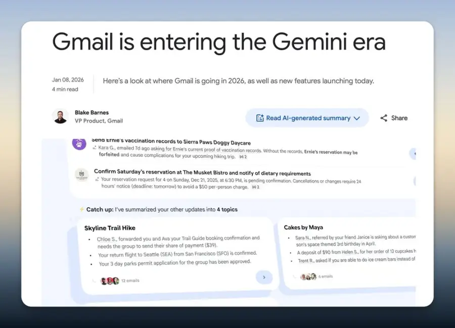 Gmail x Gemini era คือการเปลี่ยนกล่องเมลให้กลายเป็นผู้ช่วยส่วนตัว…