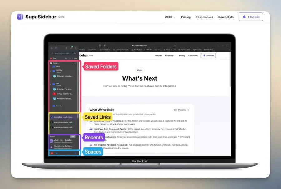 SupaSidebar — sidebar แบบ Arc ที่ไม่บังคับให้เปลี่ยนเบราว์เซอร์