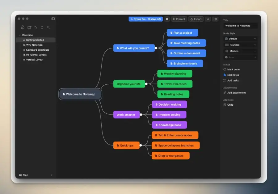 NoteMap – แอพ mind mapping native บน Mac…