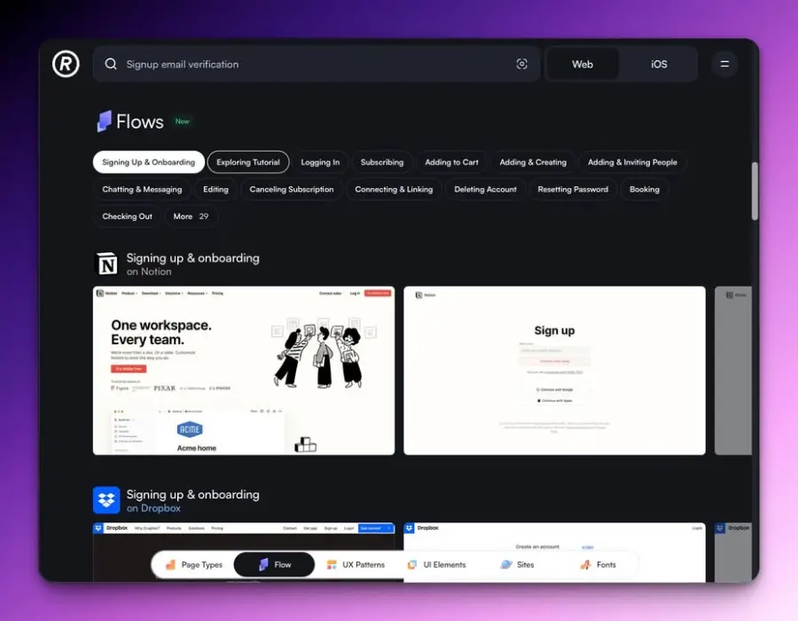 Refero ไลบรารีดีไซน์จากผลิตภัณฑ์จริง ไม่ใช่แค่ mockup… — รูปที่ 3