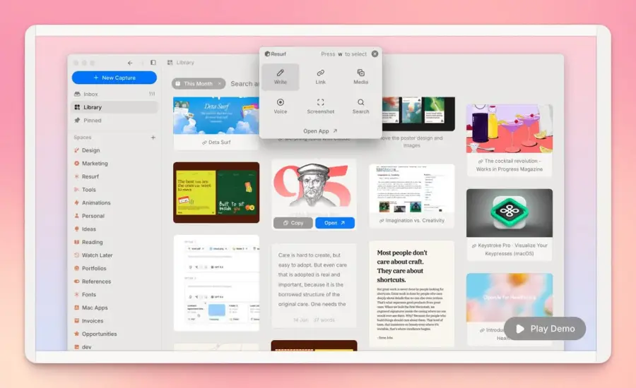 Resurf แอพ quick capture บน Mac ที่นิยามสั้นๆ คือ…