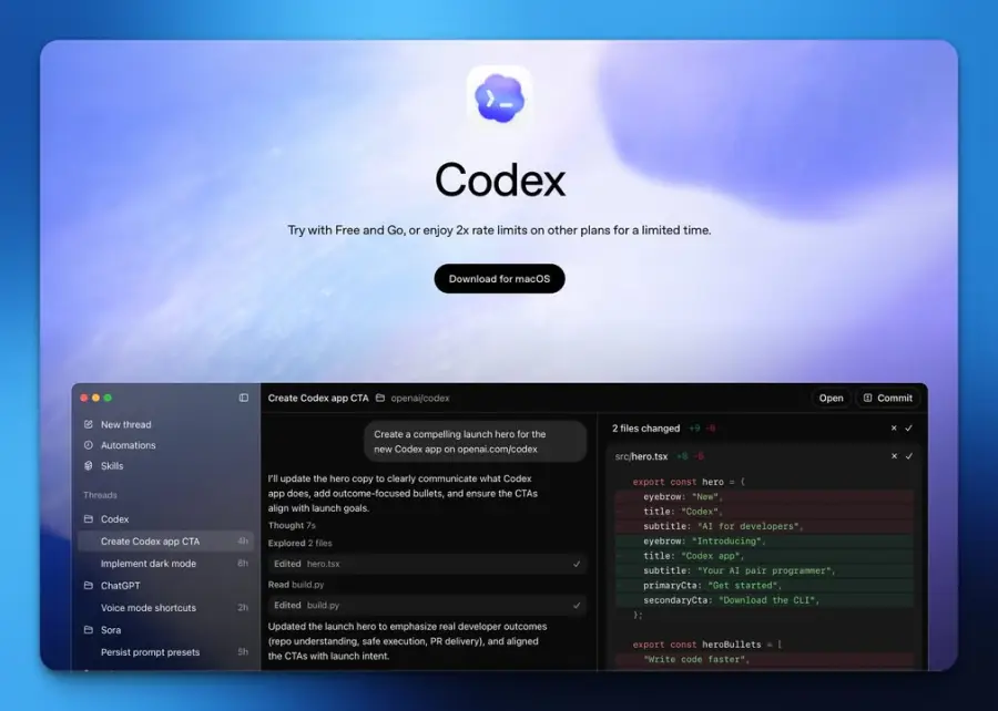 ถึงเวลาชน OpenAI เปิด Codex app…