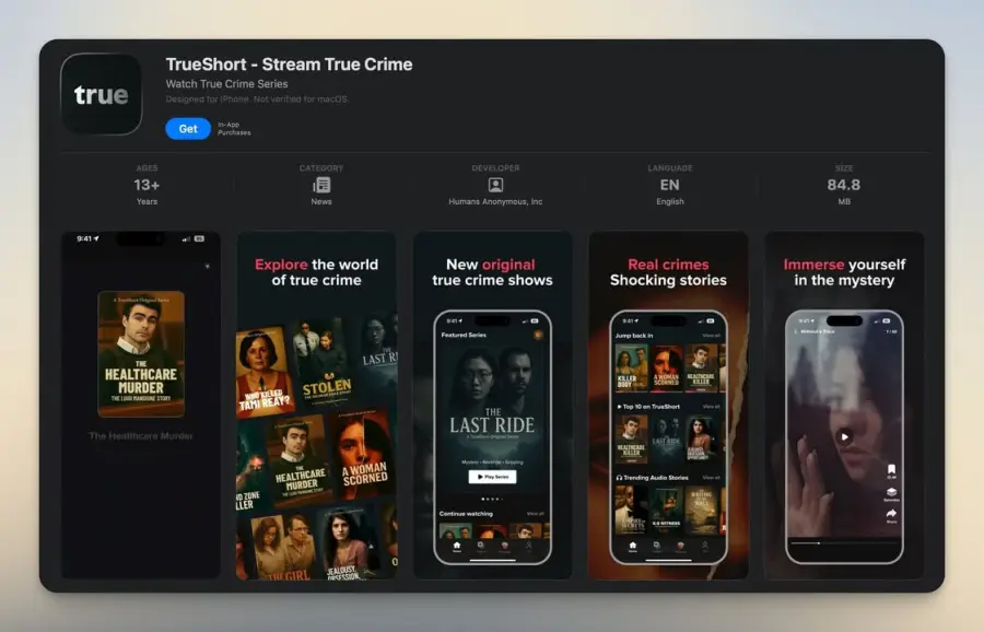 TrueShort แอพ true crime แบบ 60 วินาทีต่อตอน ทำด้วย AI…