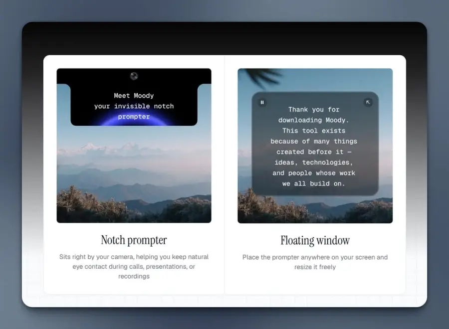 Moody คือ teleprompter สำหรับ Mac ที่เอาข้อความไปไว้ตรง notch… — รูปที่ 2