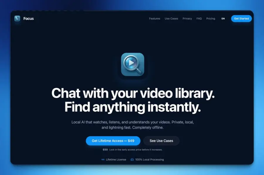 Focus – แอป AI ค้นหาวิดีโอแบบ Local ที่ทำงานบน Mac ของคุณโดยตรง…