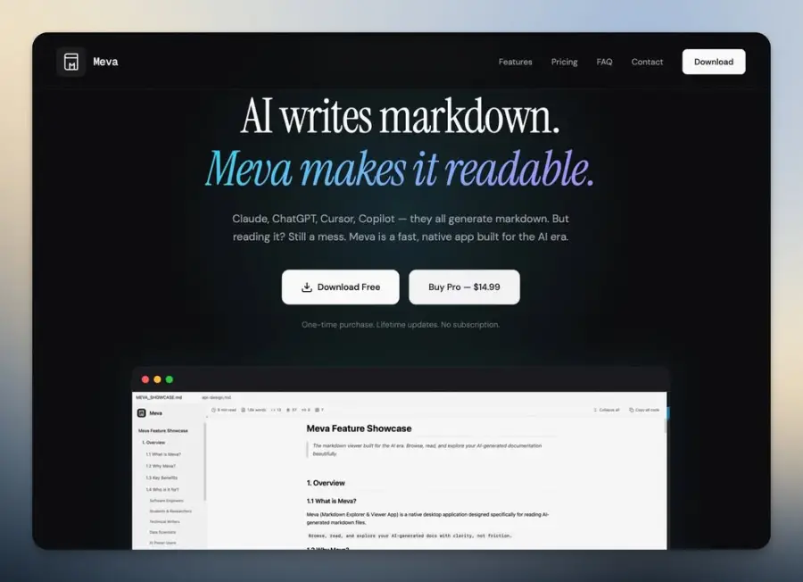 Meva — ตัวช่วยอ่าน Markdown สำหรับยุค AI