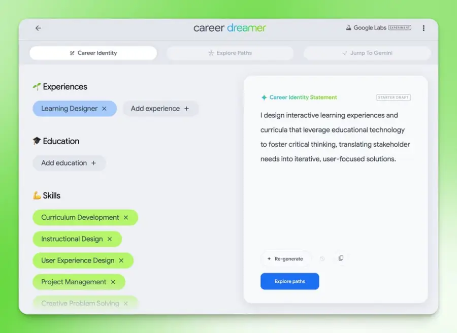 Career Dreamer จาก Google Labs - AI… — รูปที่ 3