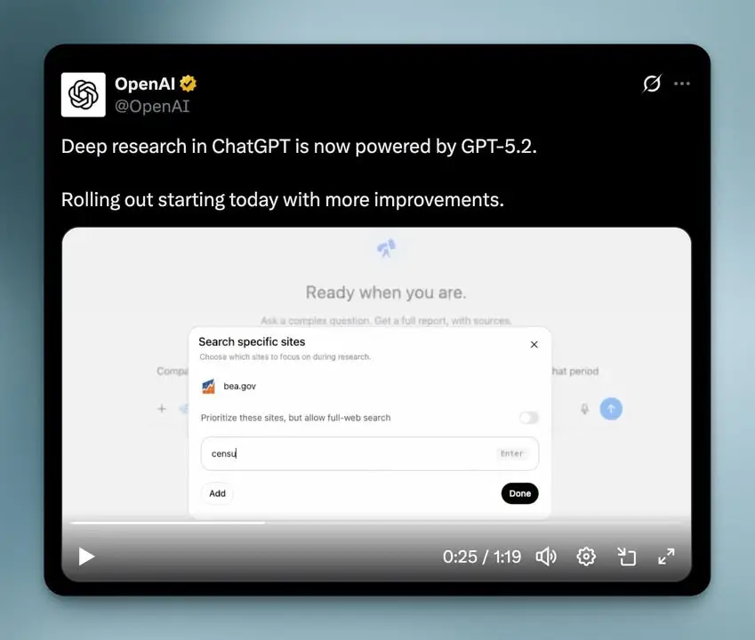 Deep Research ใน ChatGPT อัปเกรดเป็น GPT-5.2 แล้ว… — รูปที่ 3
