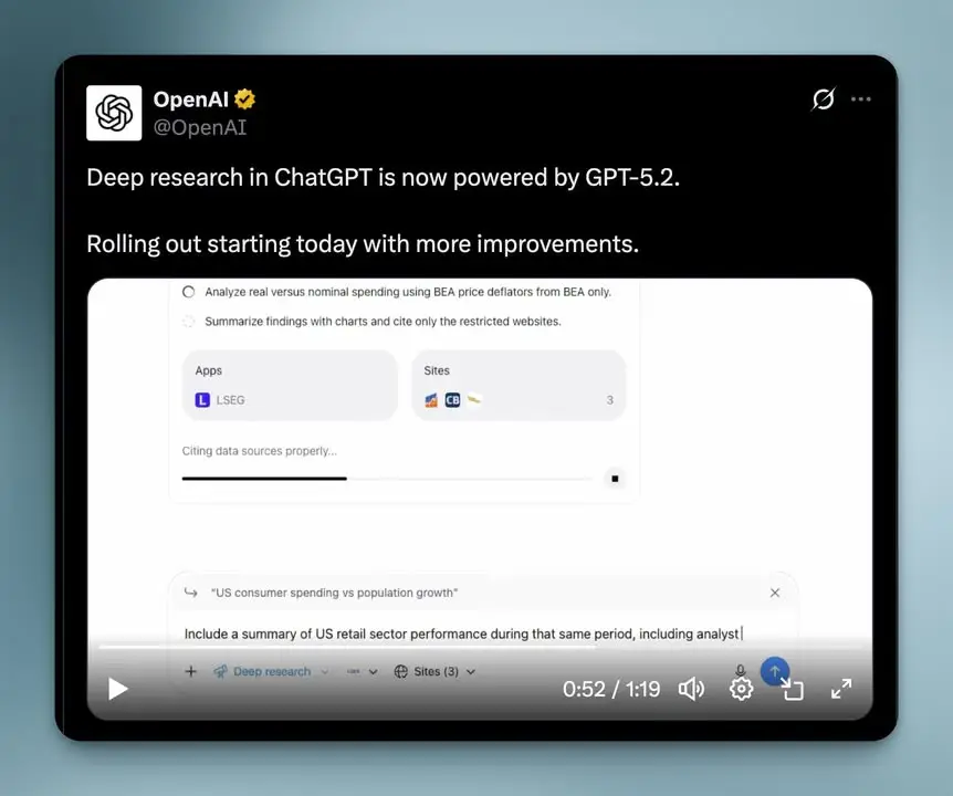 Deep Research ใน ChatGPT อัปเกรดเป็น GPT-5.2 แล้ว… — รูปที่ 4