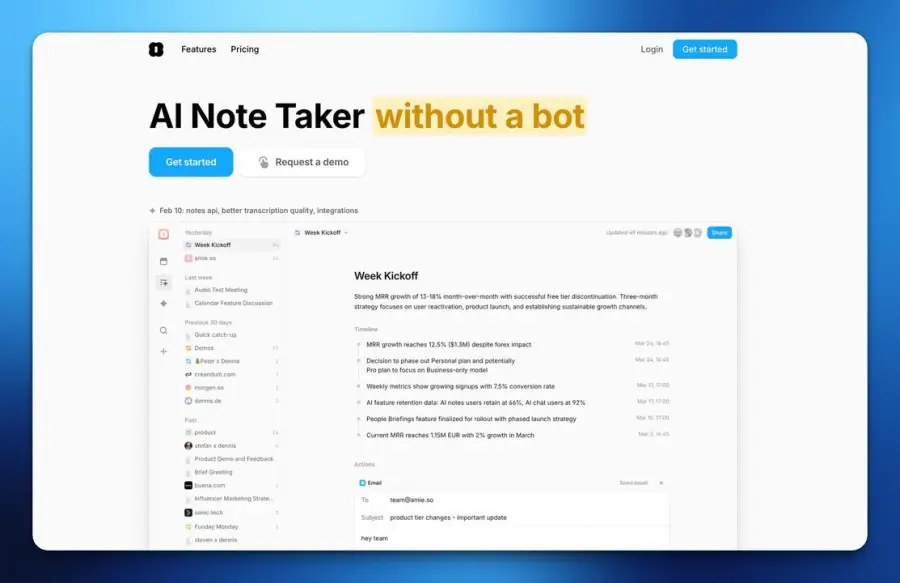 Amie – แอพ AI Note Taker ที่บันทึกประชุมโดยไม่มี Bot แถมมี…