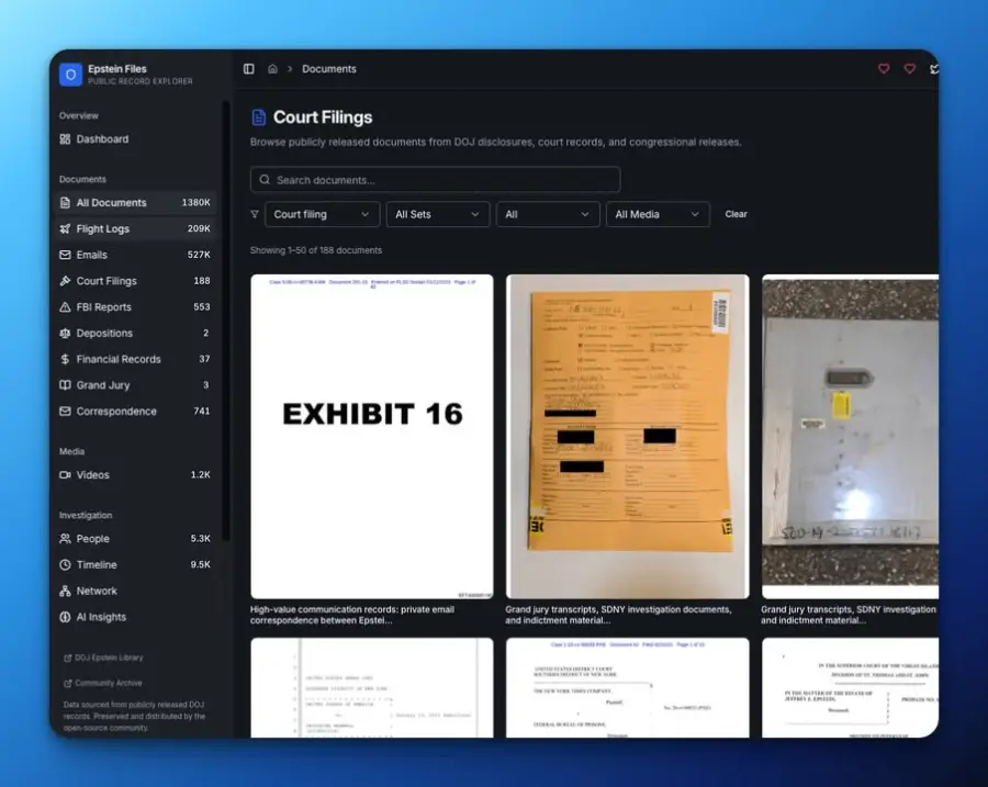 Epstein File Explorer แอพที่เอาเอกสารคดี Epstein… — รูปที่ 2