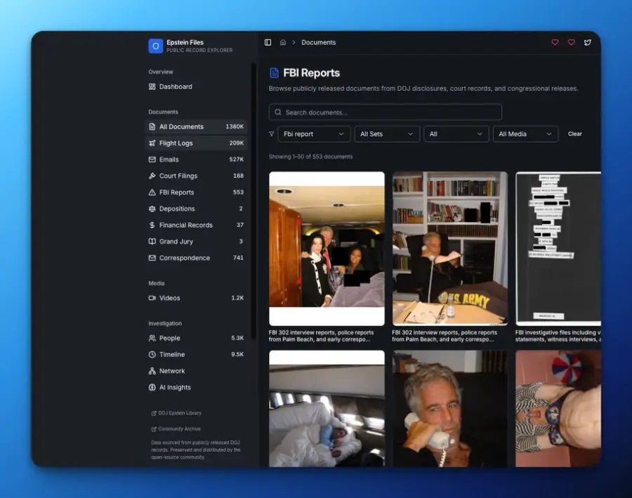 Epstein File Explorer แอพที่เอาเอกสารคดี Epstein… — รูปที่ 3