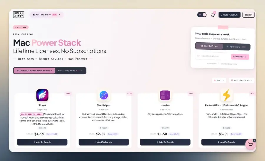 BundleHunt 2026 – เว็บดีลรวมแอป Mac…