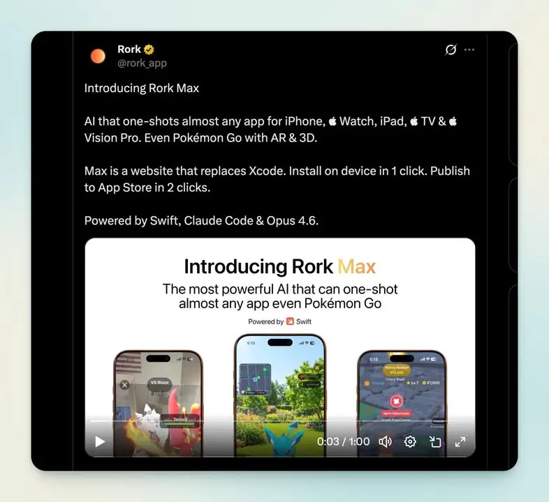 Rork Max เครื่องมือ AI สร้างแอพ Swift native จากประโยคเดียว…