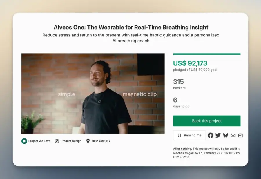 Alveos One: wearable เล็กๆ ที่ “ฟังลมหายใจ” แบบเรียลไทม์…