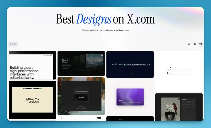Best Designs on X – เว็บรวมแรงบันดาลใจดีไซน์จาก X แบบ real-time…