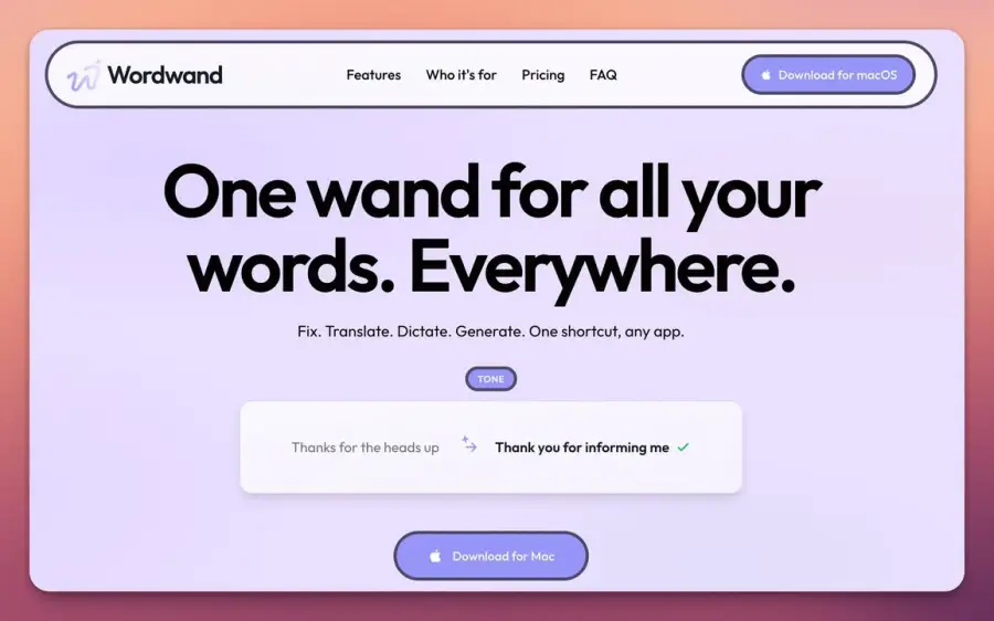 Wordwand – AI ที่โผล่มาได้ทุกที่ที่เราพิมพ์บน Mac…