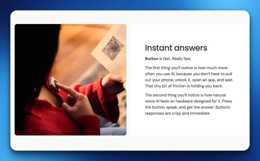 Button — ปุ่ม AI ติดเสื้อ ที่ทำให้การคุยกับ AI เร็วพอ ๆ กับการกดรีโมต — รูปที่ 2