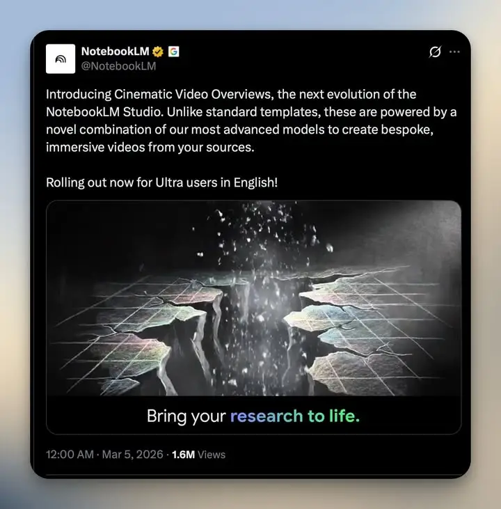 NotebookLM Cinematic Video Overviews