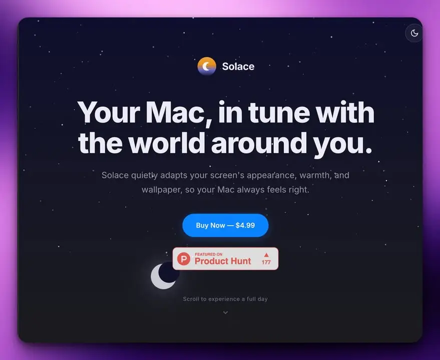 Solace: แอปเล็กๆ ในเมนูบาร์ที่ทำให้หน้าจอ Mac “อิน”…