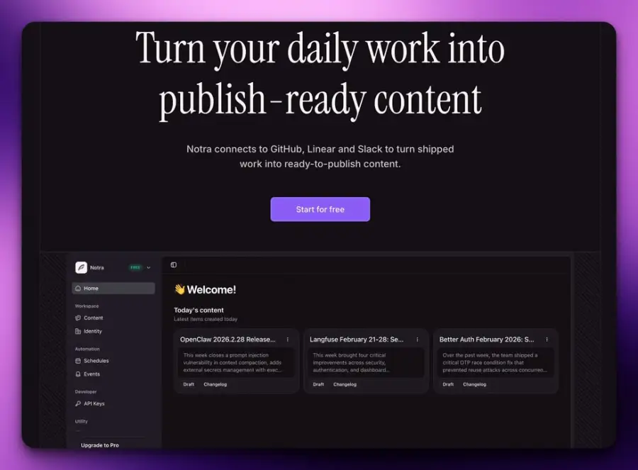 Notra – แอปที่เอางานที่ทีม ship อยู่แล้วจาก GitHub / Linear /…