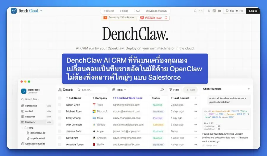 DenchClaw AI CRM ที่รันบนเครื่องคุณเอง…