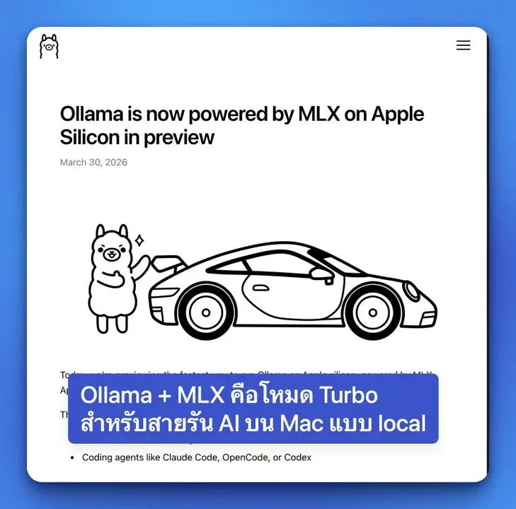 Ollama + MLX คือโหมด Turbo สำหรับสายรัน AI บน Mac แบบ local…