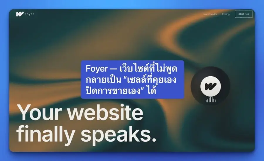 Foyer — เว็บไซต์ที่เงียบ กลายเป็น “เซลล์ที่คุยเอง ปิดการขายเอง” ได้