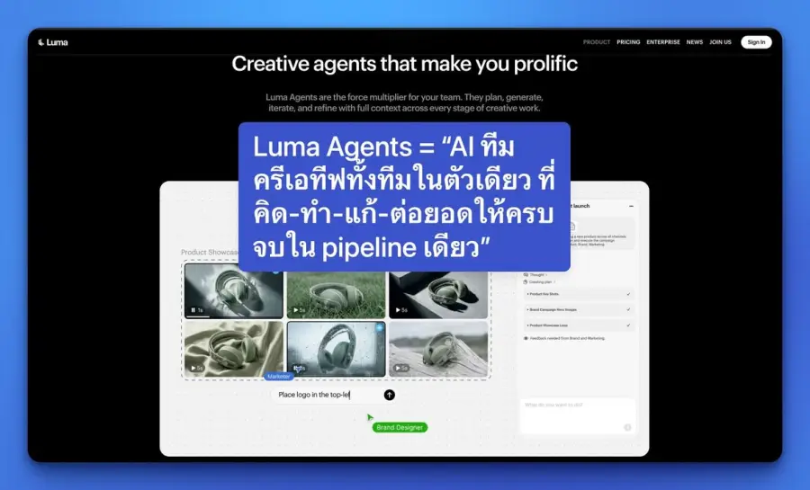 Luma Agents = AI ที่ทำหน้าที่เหมือนทีมครีเอทีฟทั้งทีม คิด ทำ…