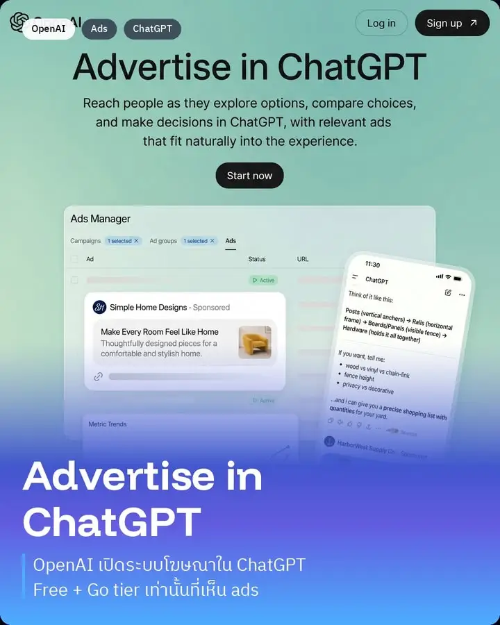 Ads in ChatGPT ระบบยิงแอดมาแล้วว ระบบโฆษณาในแชทที่ OpenAI…