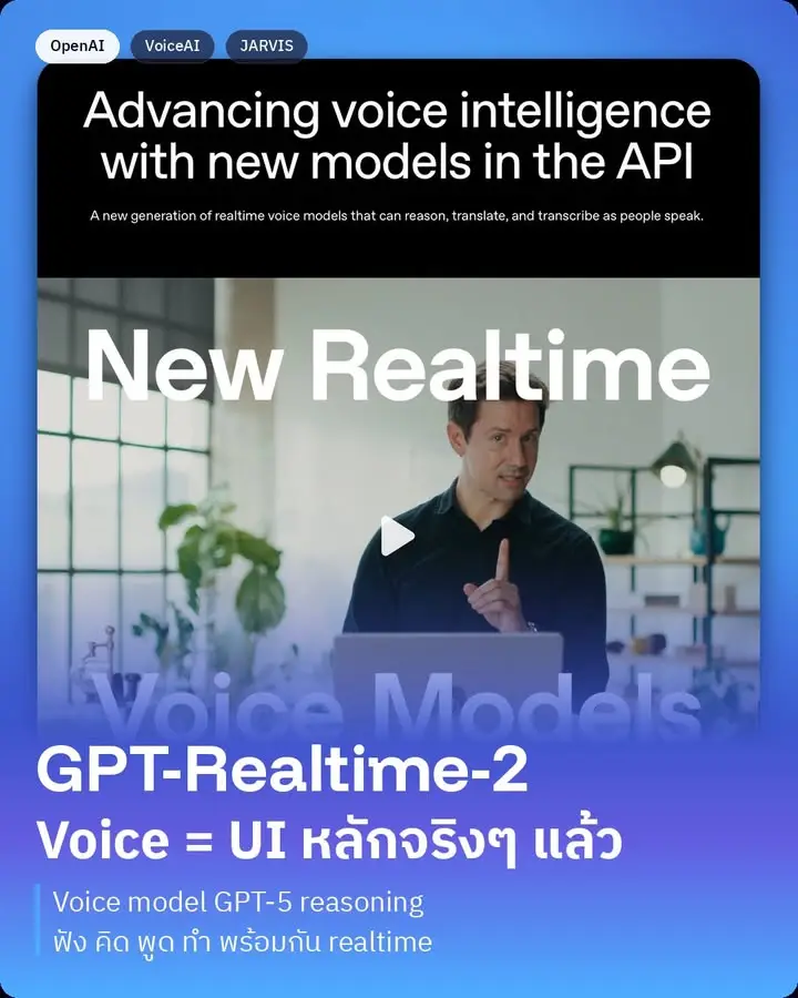 GPT-Realtime-2 ของ OpenAI เพิ่งเปิดตัว ผมเพิ่งได้ดูคลิปเดโมเสร็จ…