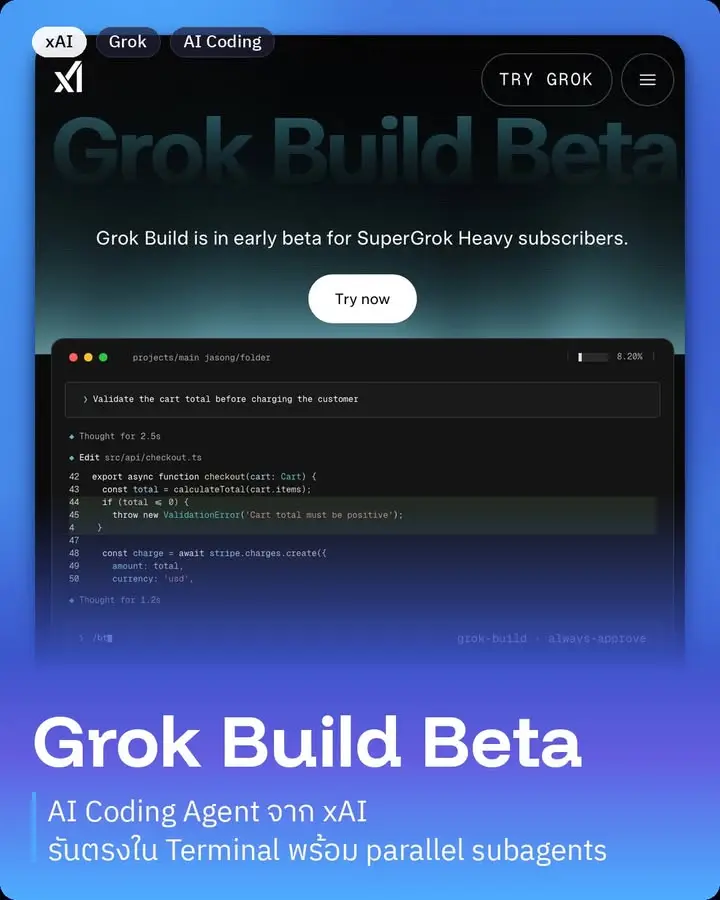 Grok Build Beta คือ AI Coding Agent ตัวใหม่จาก xAI ที่เอา Grok…