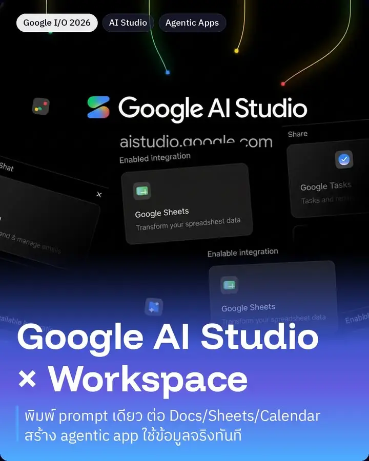 Google AI Studio ตอนนี้ลาก Google Workspace เข้ามาเป็น…