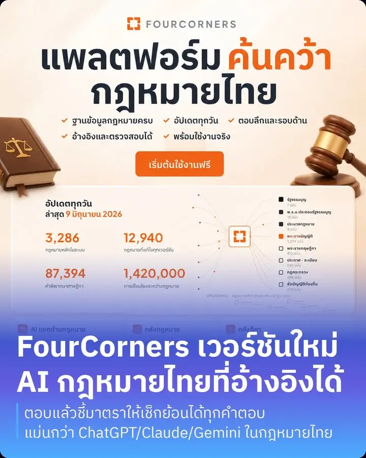FourCorners (สี่มุมเมือง) — AI วิเคราะห์กฎหมายไทย