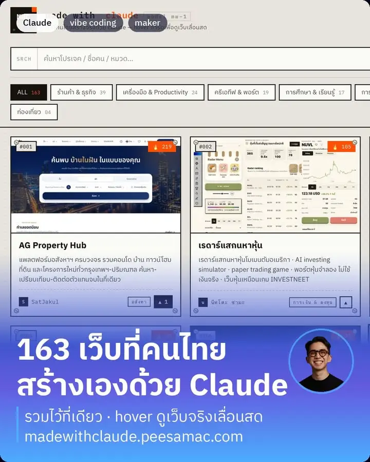 เว็บนี้ผมทำเอง — จากโพสใน Claude Thailand Community