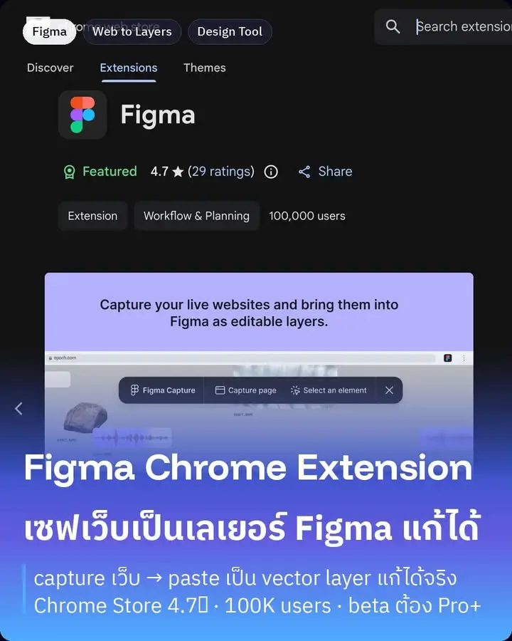 Figma Chrome Extension — เซฟเว็บเป็นเลเยอร์แก้ได้