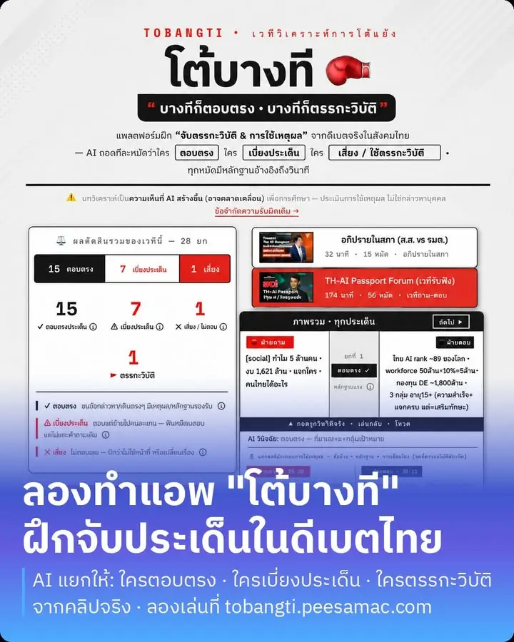 โต้บางที — แอปวัดคุณภาพการโต้แย้งจากคลิปดีเบต