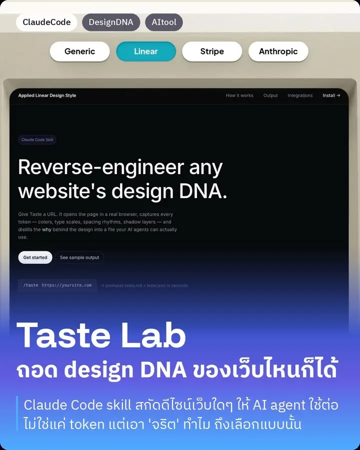 Taste Lab คือ skill ของ Claude Code (กับ Gemini CLI) ที่…