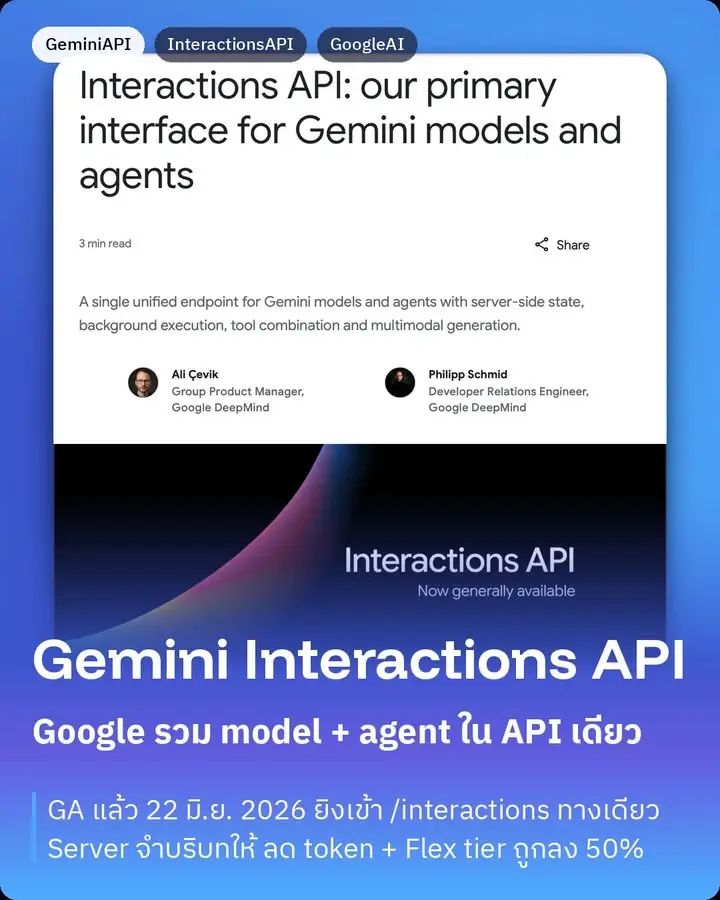 Google เพิ่งปล่อย Interactions API ออกตัวจริง (GA) เมื่อวันที่ 22…