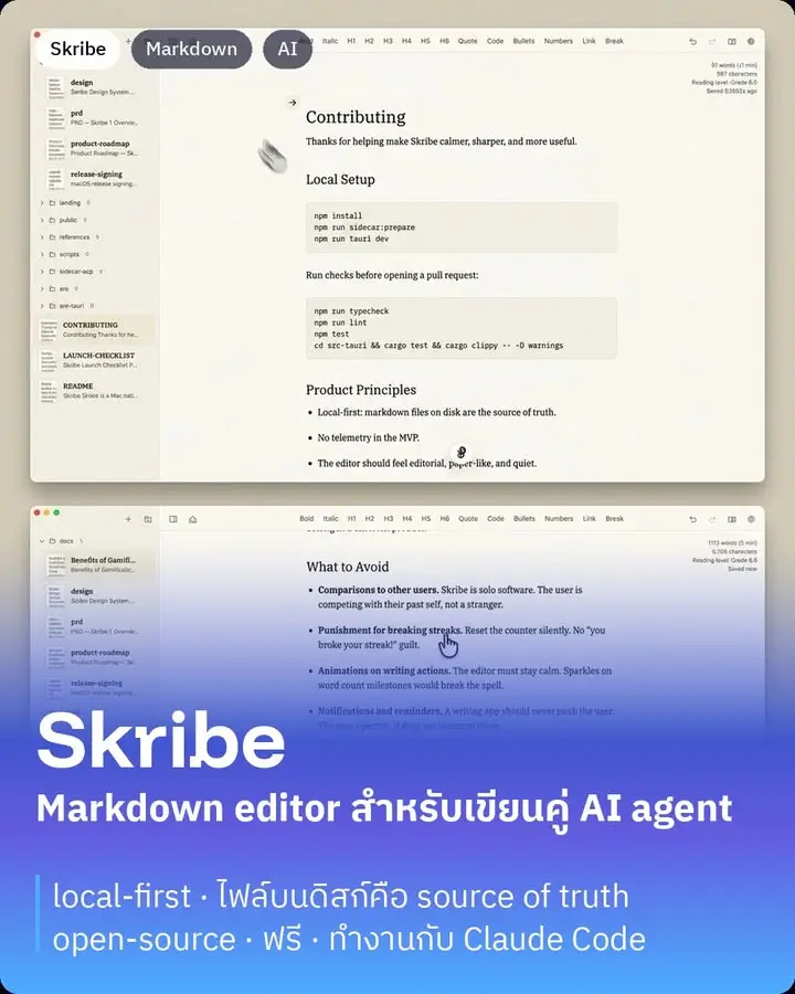 Skribe เป็นแอป Markdown editor บน Mac ที่เพิ่งเปิดตัวโดย Chris…