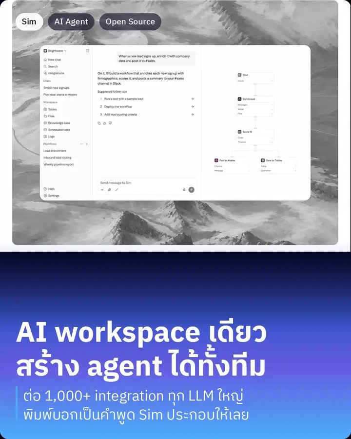 Sim คือ AI workspace แบบ open-source ที่ให้ทีมสร้าง deploy…