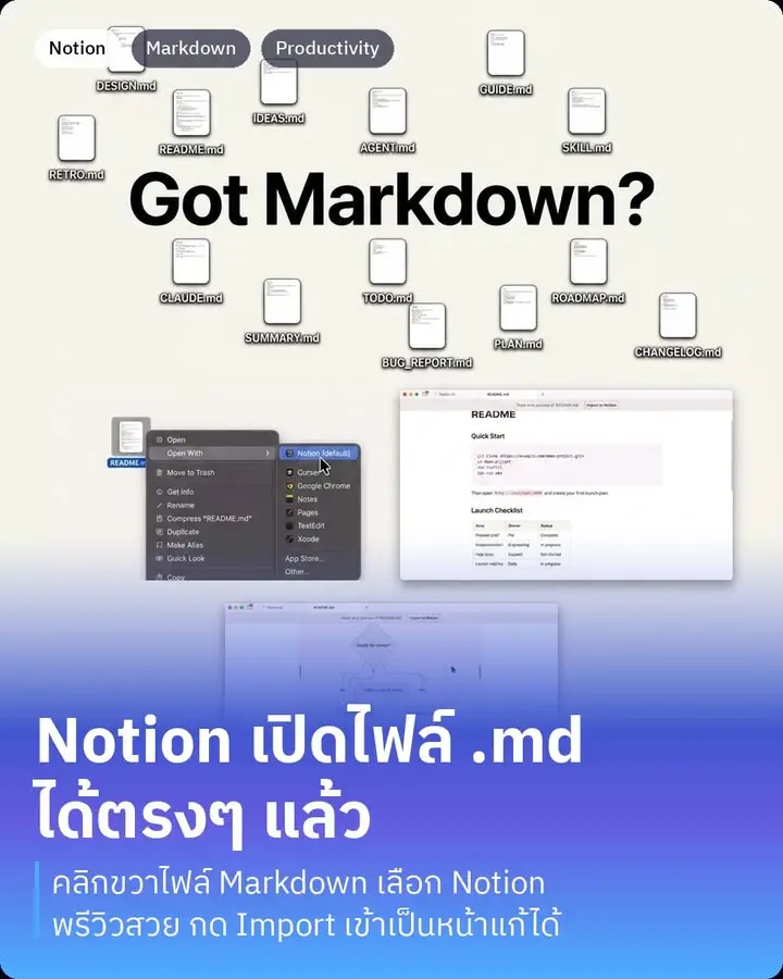 Notion เปิดไฟล์ .md ได้ตรงๆ แล้วครับ ไม่ต้อง copy-paste…