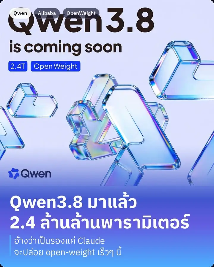 Alibaba เพิ่งปล่อยทีเซอร์ Qwen3.8 โมเดล AI…