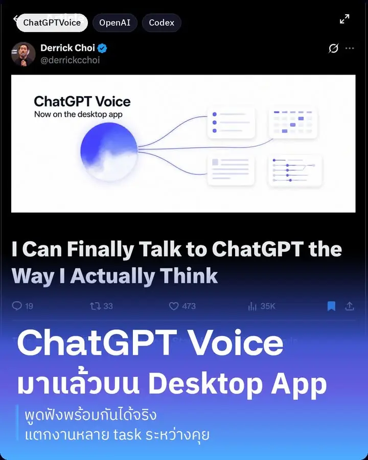 ChatGPT Voice บนแอป Desktop คือฟีเจอร์ใหม่ที่ OpenAI…