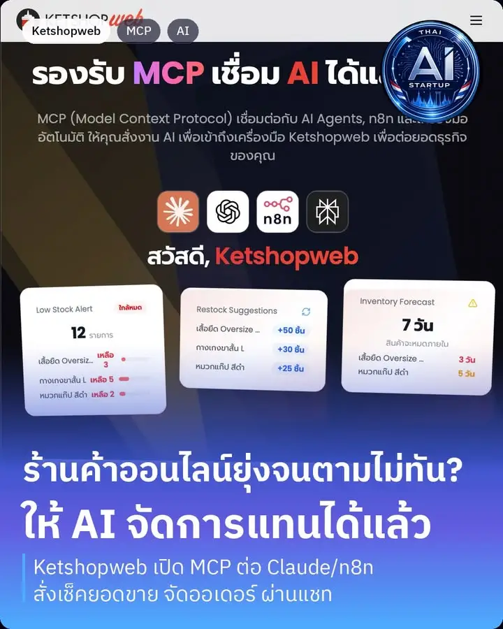 Startup AI ไทย ตอนที่ 30 — Ketshopweb