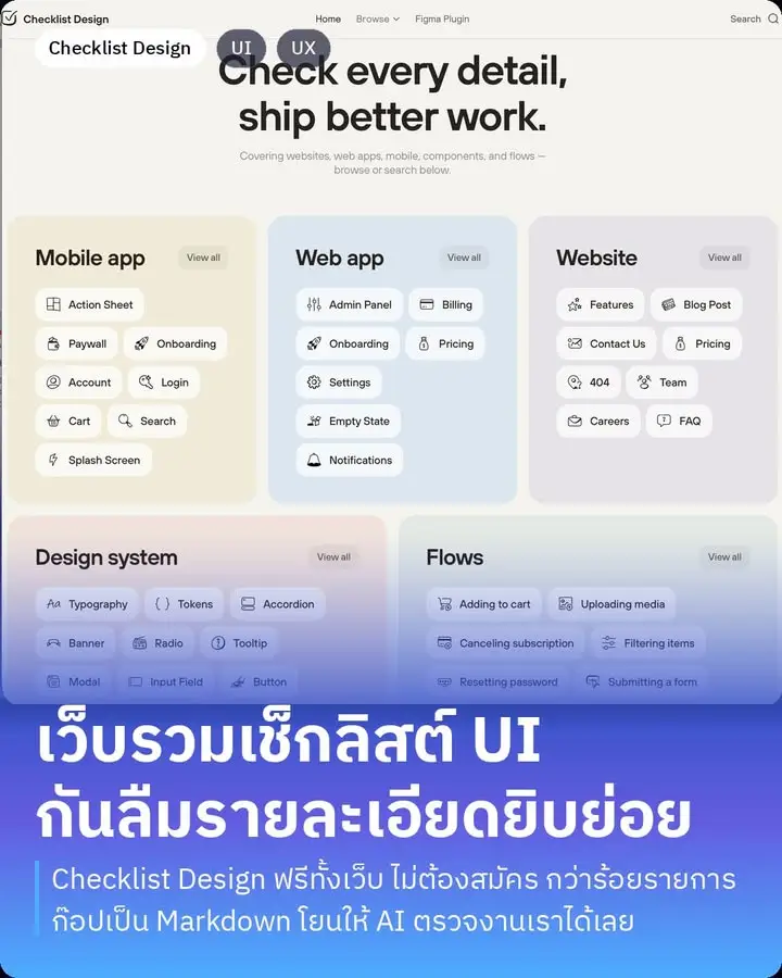Checklist Design คือเว็บรวมเช็กลิสต์งานออกแบบ UI…
