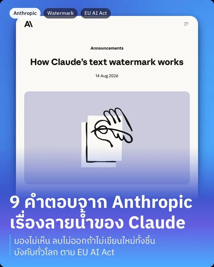 Anthropic ออก FAQ ยาวมาอธิบายเรื่องลายน้ำในข้อความของ Claude…