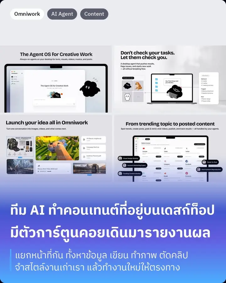Omniwork คือแอพเดสก์ท็อปที่มีทีม AI นั่งทำงานคอนเทนต์ให้เรา…