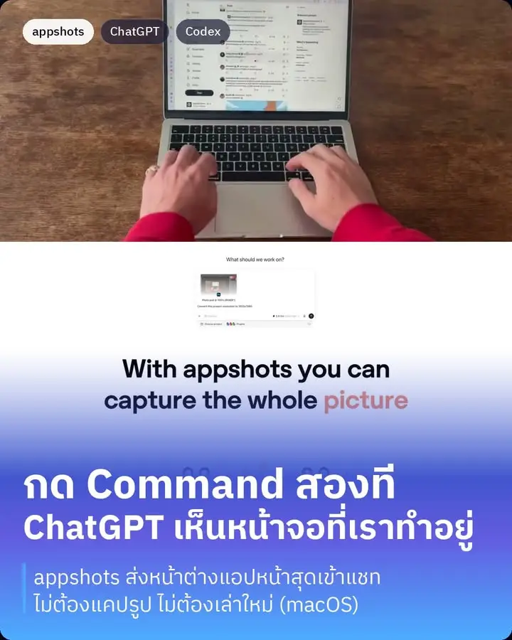 appshots คือฟีเจอร์ที่ให้เรากด Command สองที…
